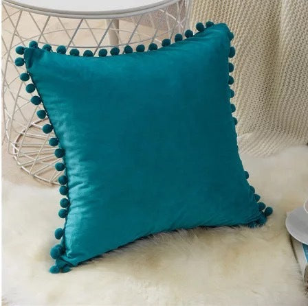 Ball ball lace pillow velvet solid color sofa short plush ball cushion cover (Copy)