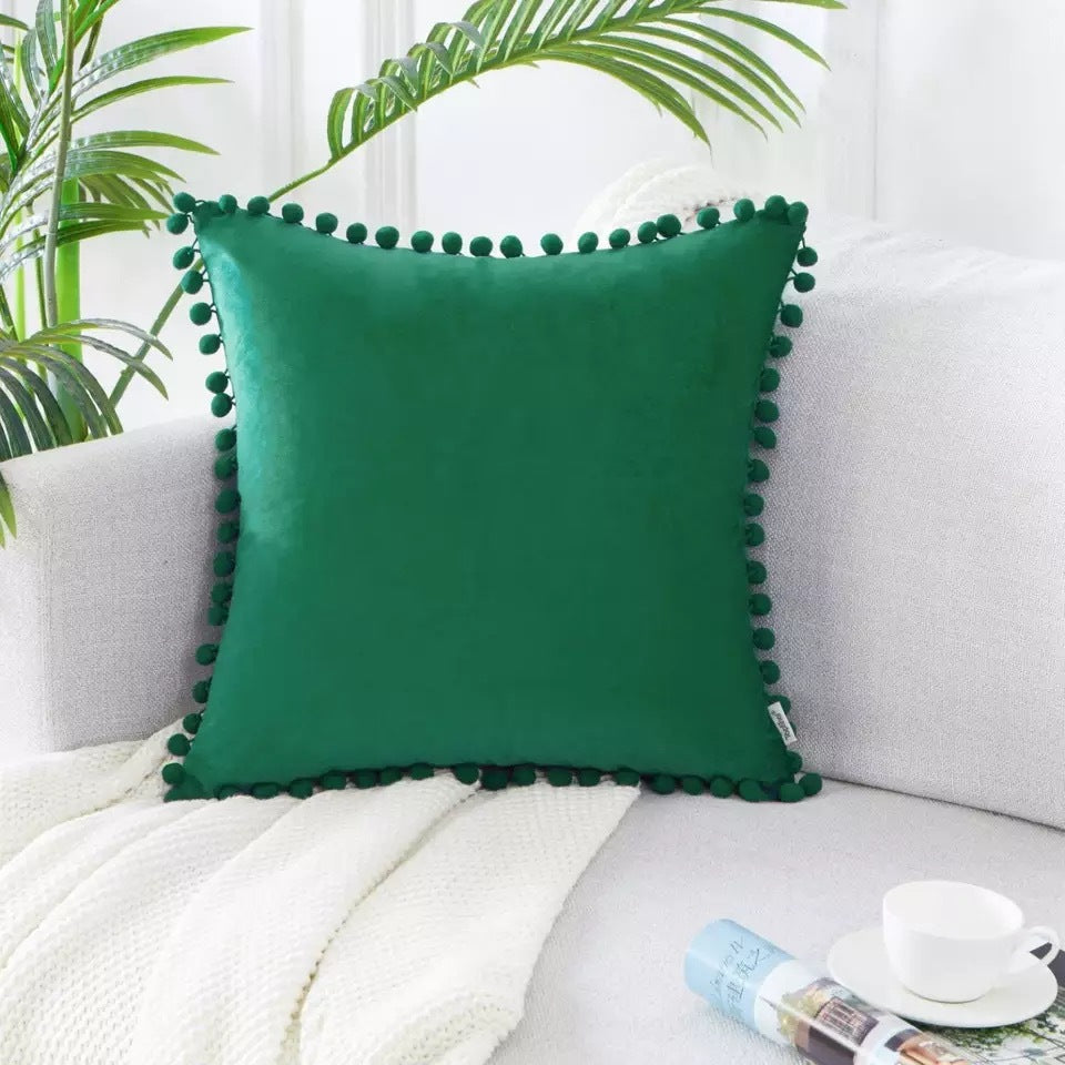 Ball ball lace pillow velvet solid color sofa short plush ball cushion cover (Copy)
