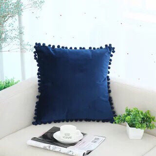 Ball ball lace pillow velvet solid color sofa short plush ball cushion cover (Copy)