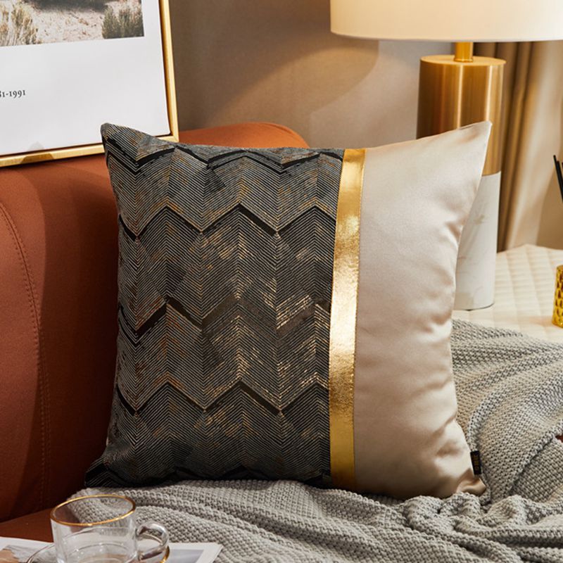Luxury Modern Lightweight Sofa Car Cushion Cover Silk Satin Hot Stamping Metallic Color Pillowcase