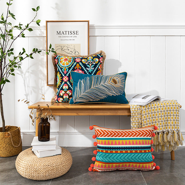 Yafeng Cushion Cover Tassel Fur Ball Patch Cushion Cover (shop location)