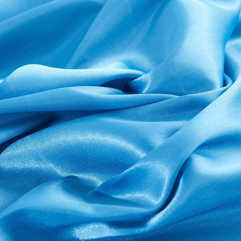 Solid Color Artificial Silk Pillow Cover Plain Zipper