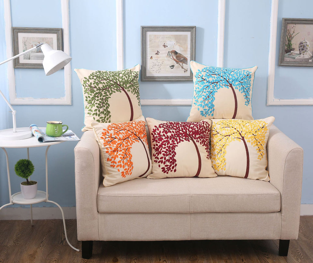 Flat Embroidery Silk Embroidered Cotton Canvas Pillow Pachira Macrocarpa Sofa (Copy)