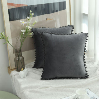 Ball ball lace pillow velvet solid color sofa short plush ball cushion cover (Copy)