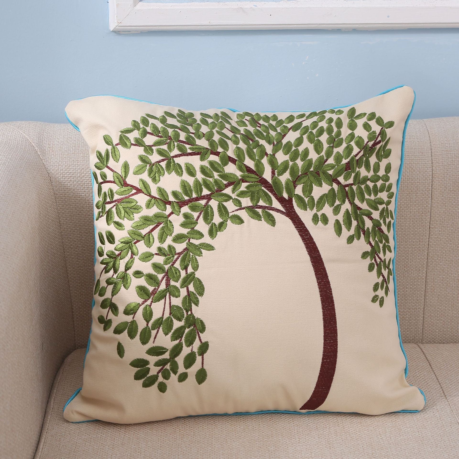 Flat Embroidery Silk Embroidered Cotton Canvas Pillow Pachira Macrocarpa Sofa (Copy)
