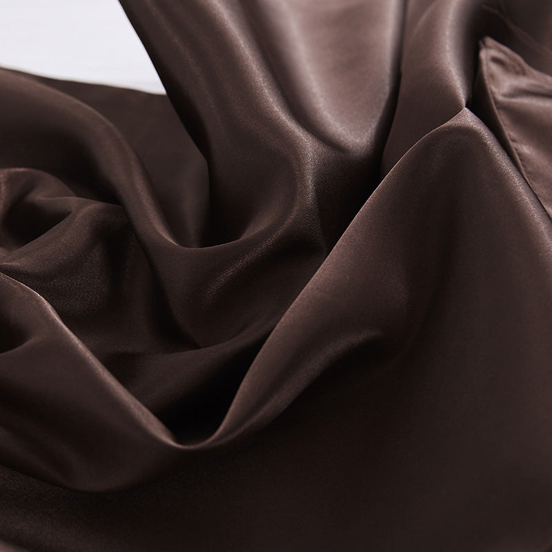 Solid Color Artificial Silk Pillow Cover Plain Zipper